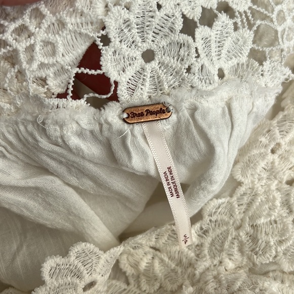 Free People Lina Lace Balloon Sleeve White embroidered lace Peasant Blouse Small - Picture 11 of 12